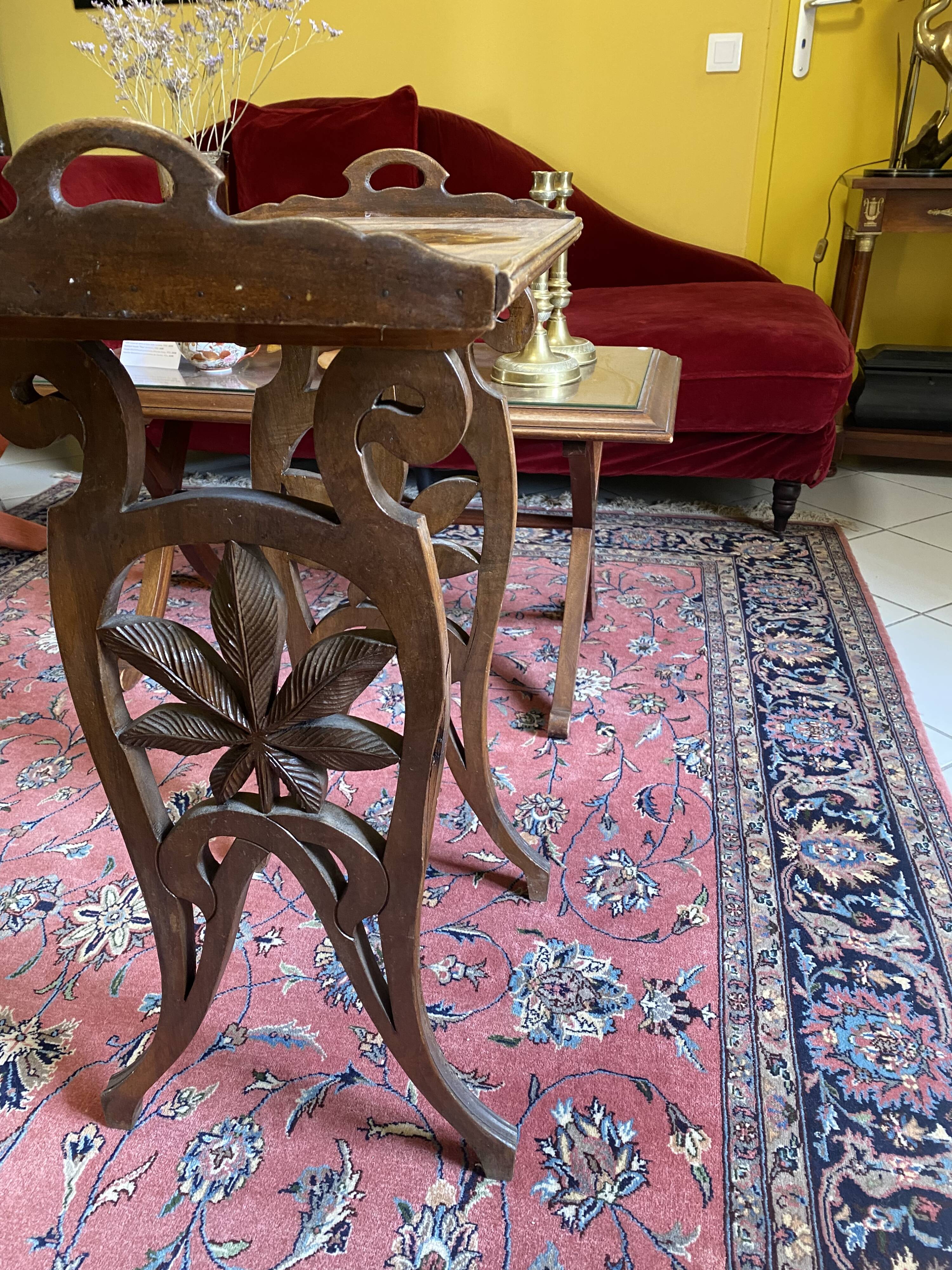 Side table marquetry Art Nouveau Emile Gallé