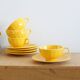 Service 5 tasses et soucoupes jaunes