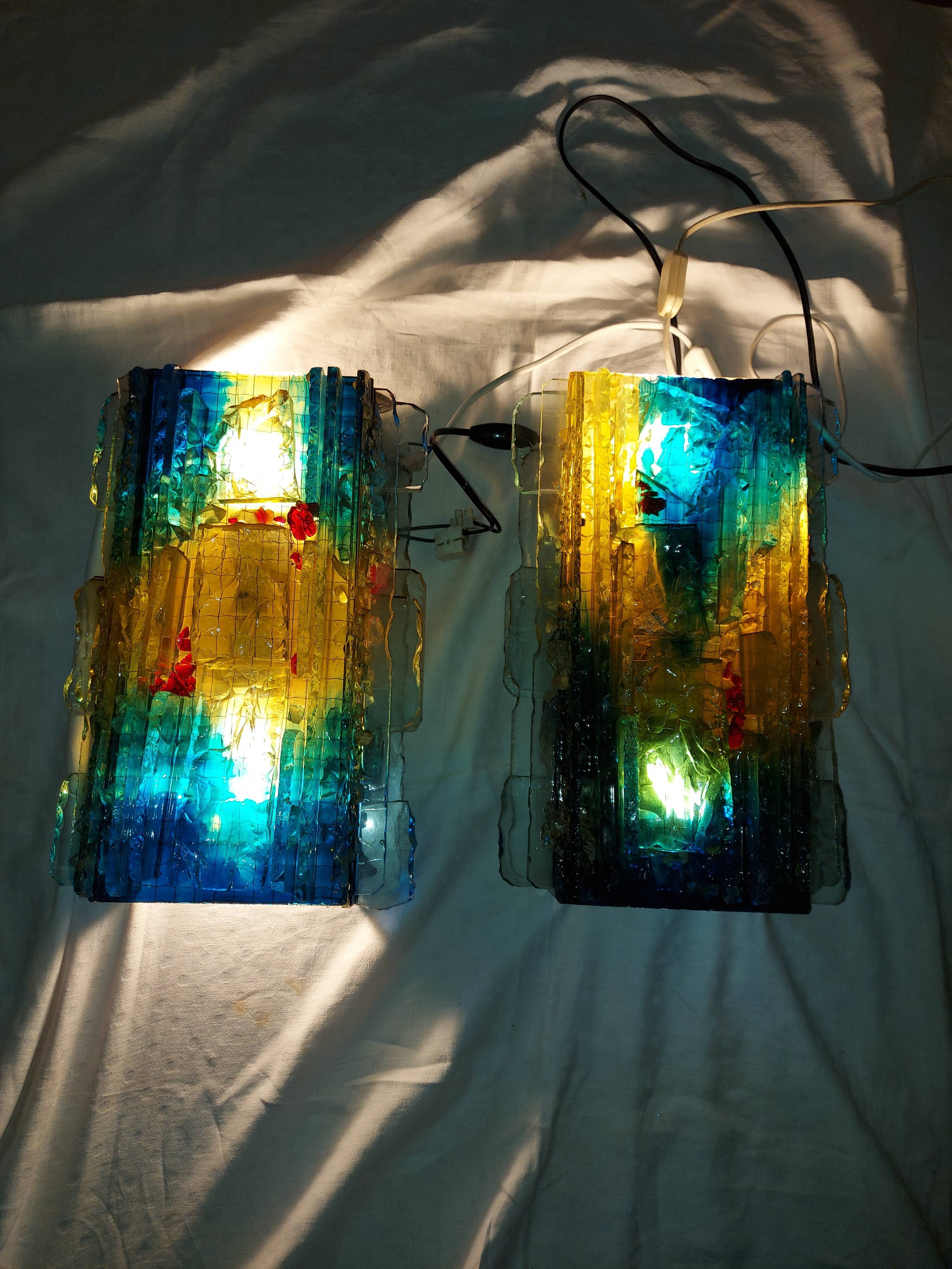 Pair of raak glass appliques, Willem Van Oyen, Chartres model