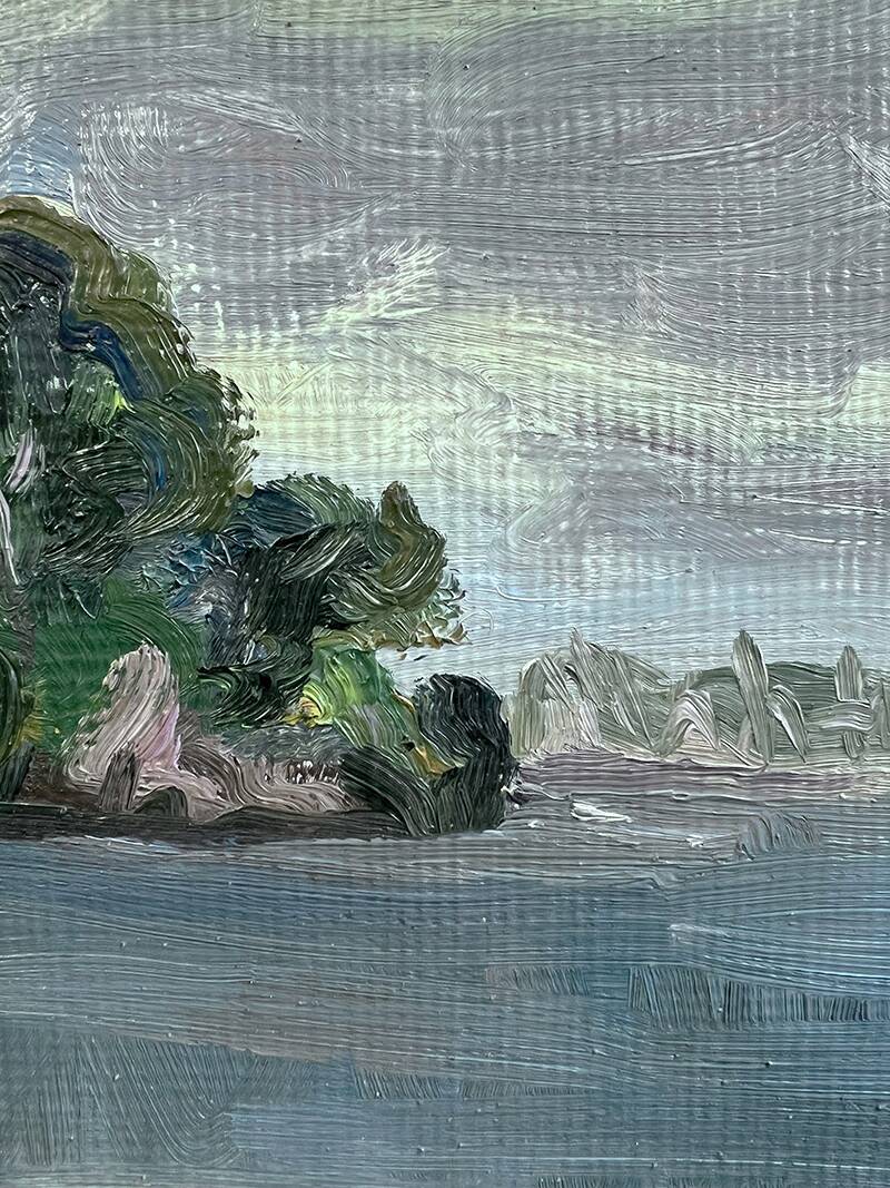 Painting “Lake”, B.Gillet, Oil on strong cardboard