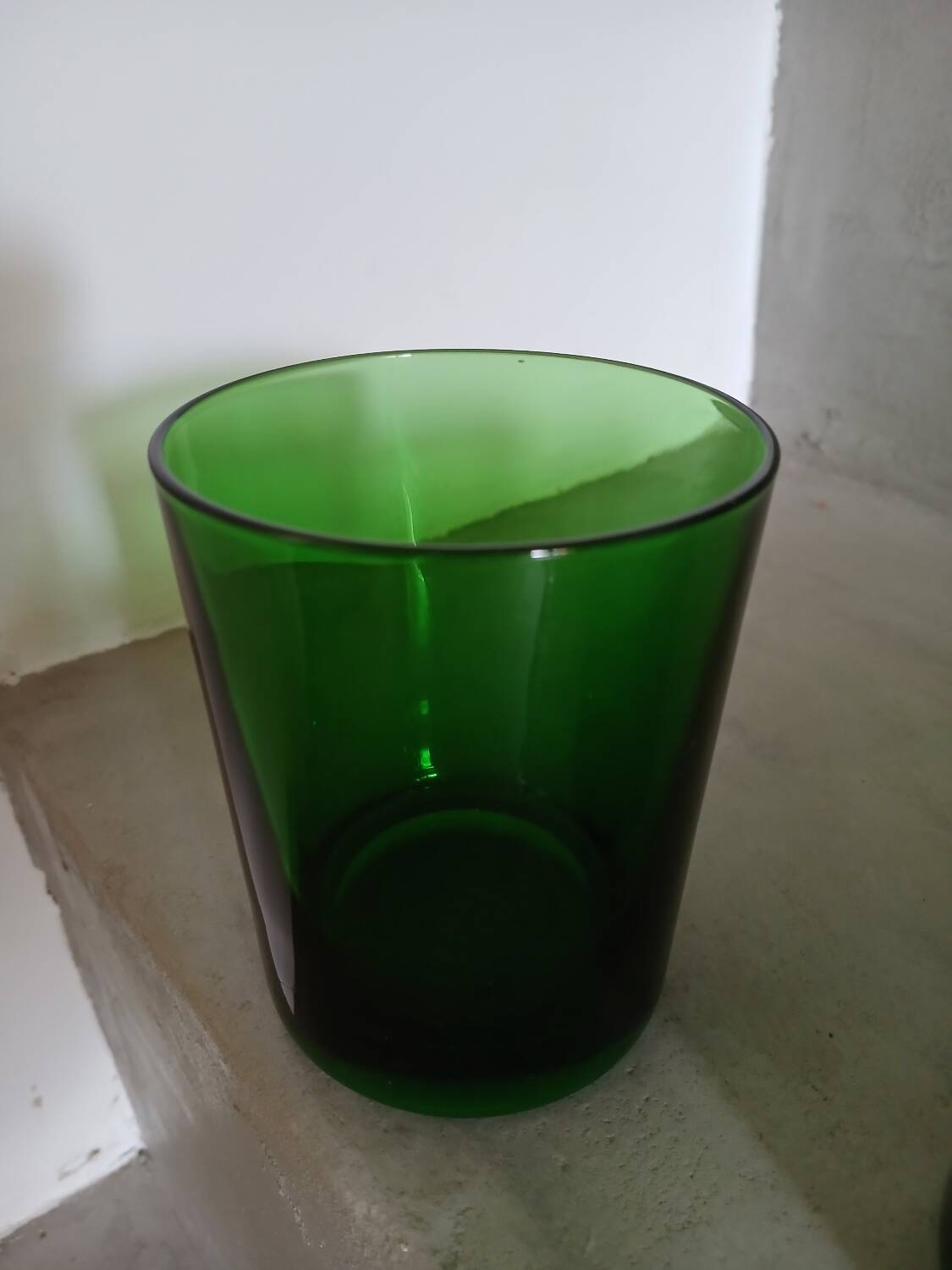 5 old green water glasses