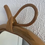 Vintage mirror 1960 apple rattan wicker bamboo - 32 x 35 cm
