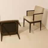 Pair of armchairs cube year 1960 fabric chiné beige restored. Sam SAM ref