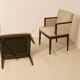Paire de fauteuils cube année 1960 tissu chiné beige restaurée. Ref SAM SAM