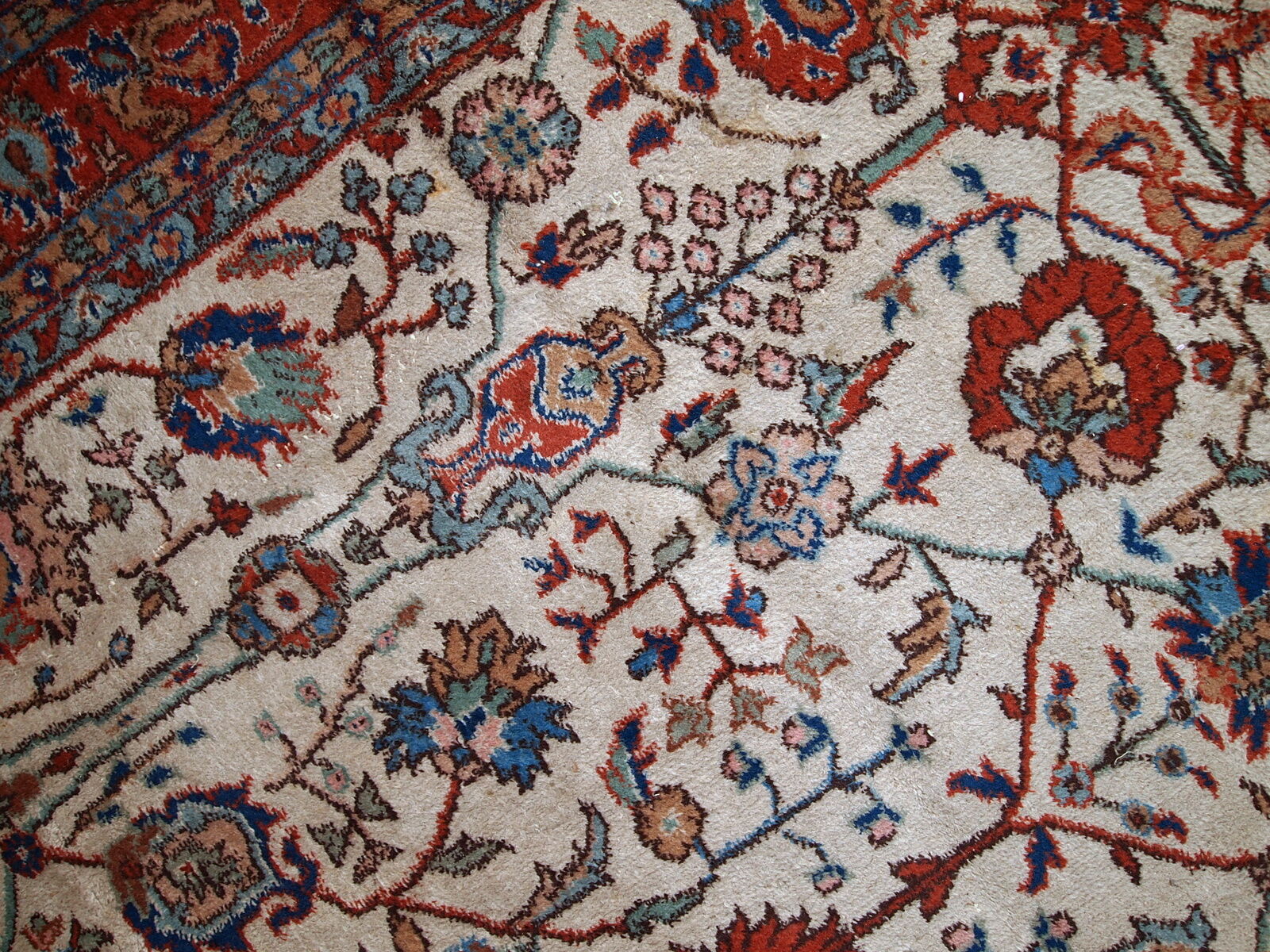 Carpet vintage Persian Mashad done hand 210x334cm 1950 s