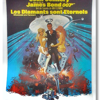 Original movie poster 1971.James Bond, diamonds are eternels.entoilee