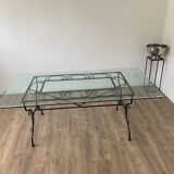 Glass and wrought iron table
