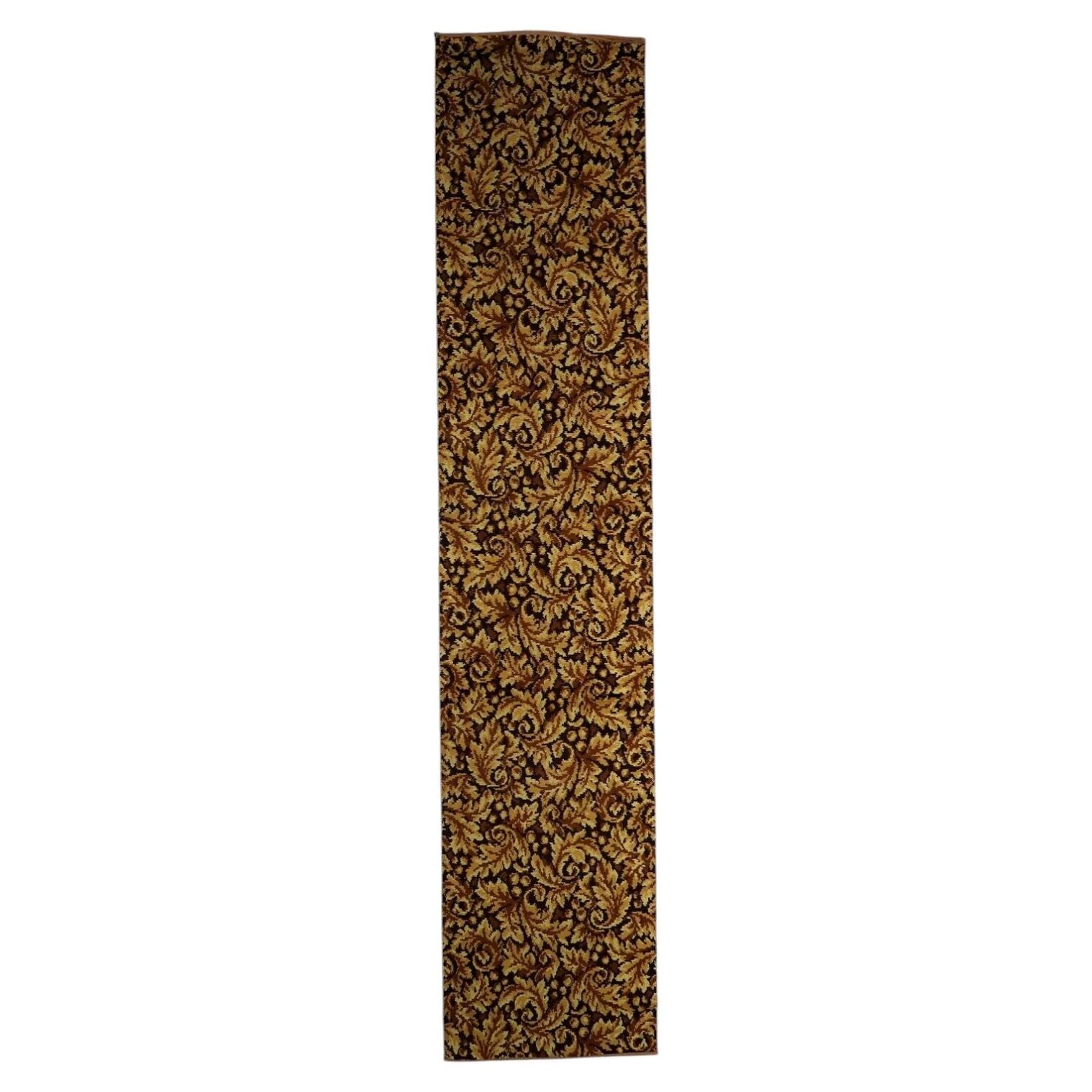 1960s German acrylic runner with gold and brown foliate 2.2' x 10.9' - 1C1288