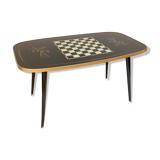 Rectangular vintage coffee table in black and gold glass