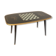 Rectangular vintage coffee table in black and gold glass