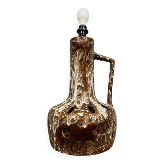 Vintage 70s lamp in brown ceramic with glaze