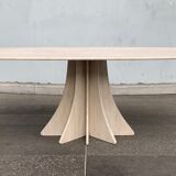 Travertine dining table by Claude Berraldacci with 8-sided stand