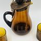 Vintage Sangria Service in Amber Glass and Wood