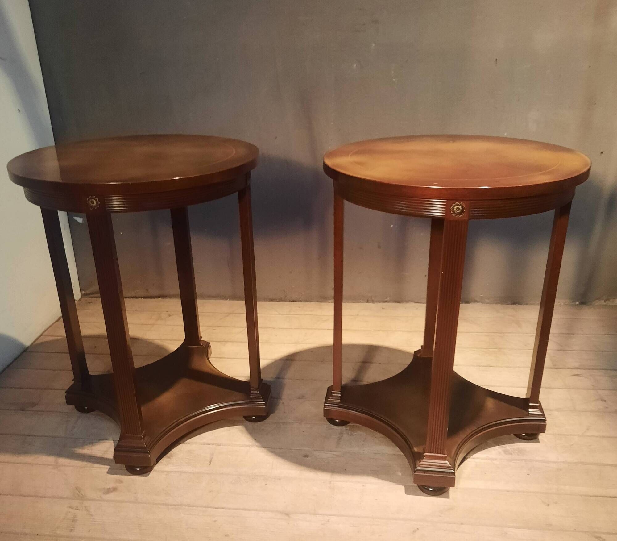 Pair of circular side tables.