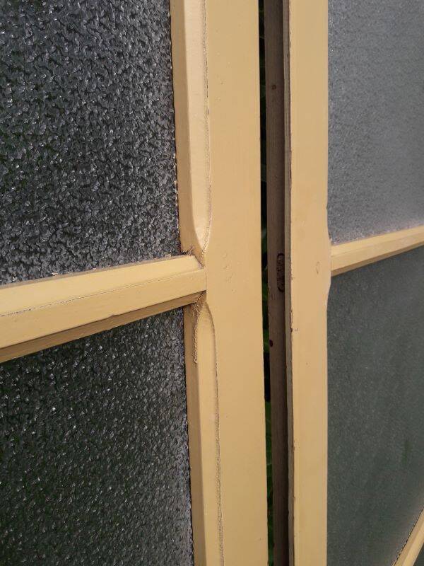 Pair of antique translucent glass sliding doors