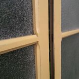 Pair of antique translucent glass sliding doors