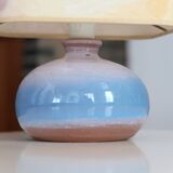 Lampe en céramique abat jour pastel, années 70