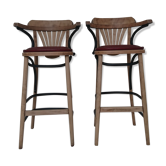 Paire de tabourets haut d'un ensemble bistrot