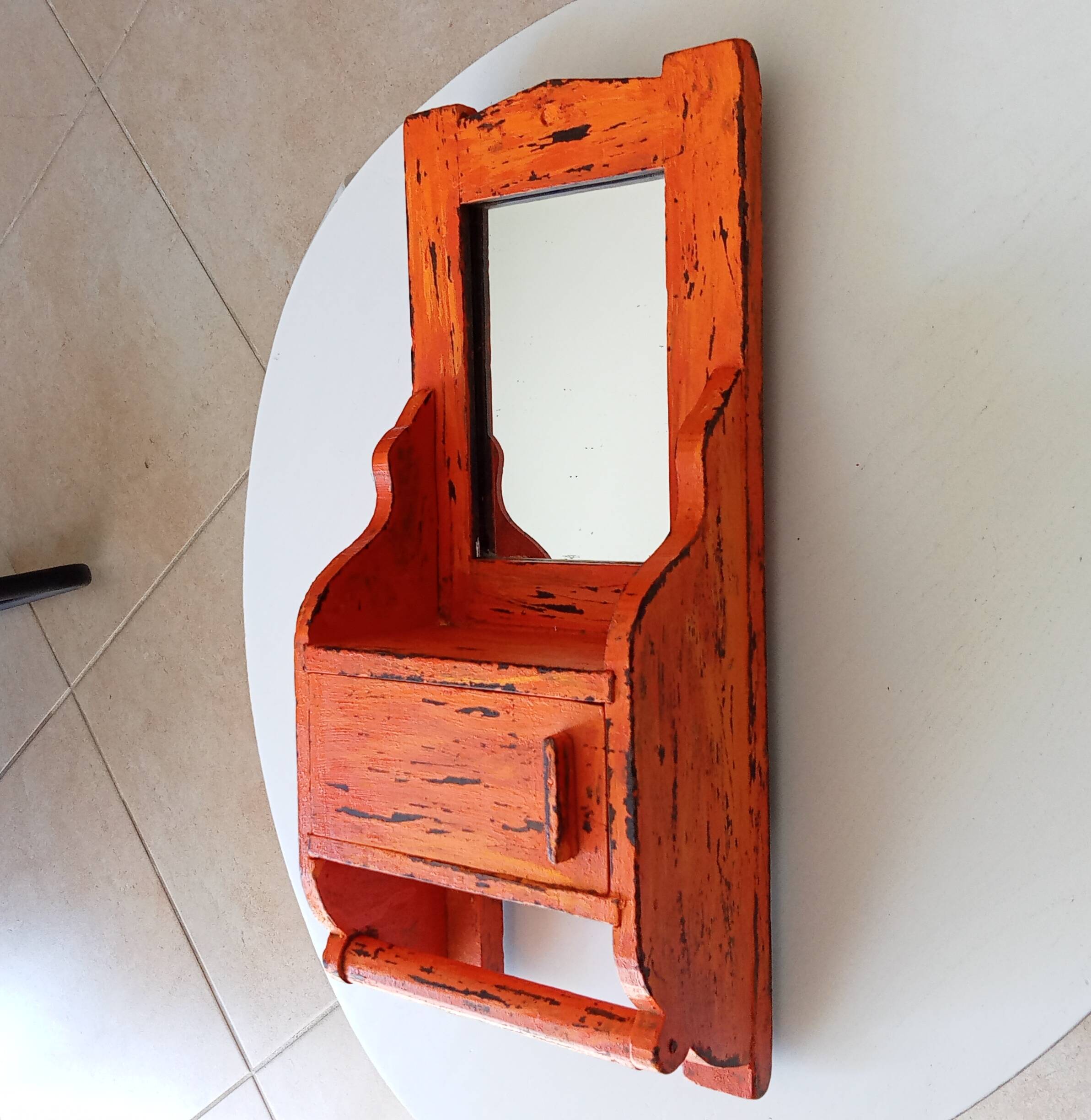 Vintage teak barber mirror 50s
