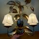 Vintage two-light wall lamp in gold metal with vintage art deco globes