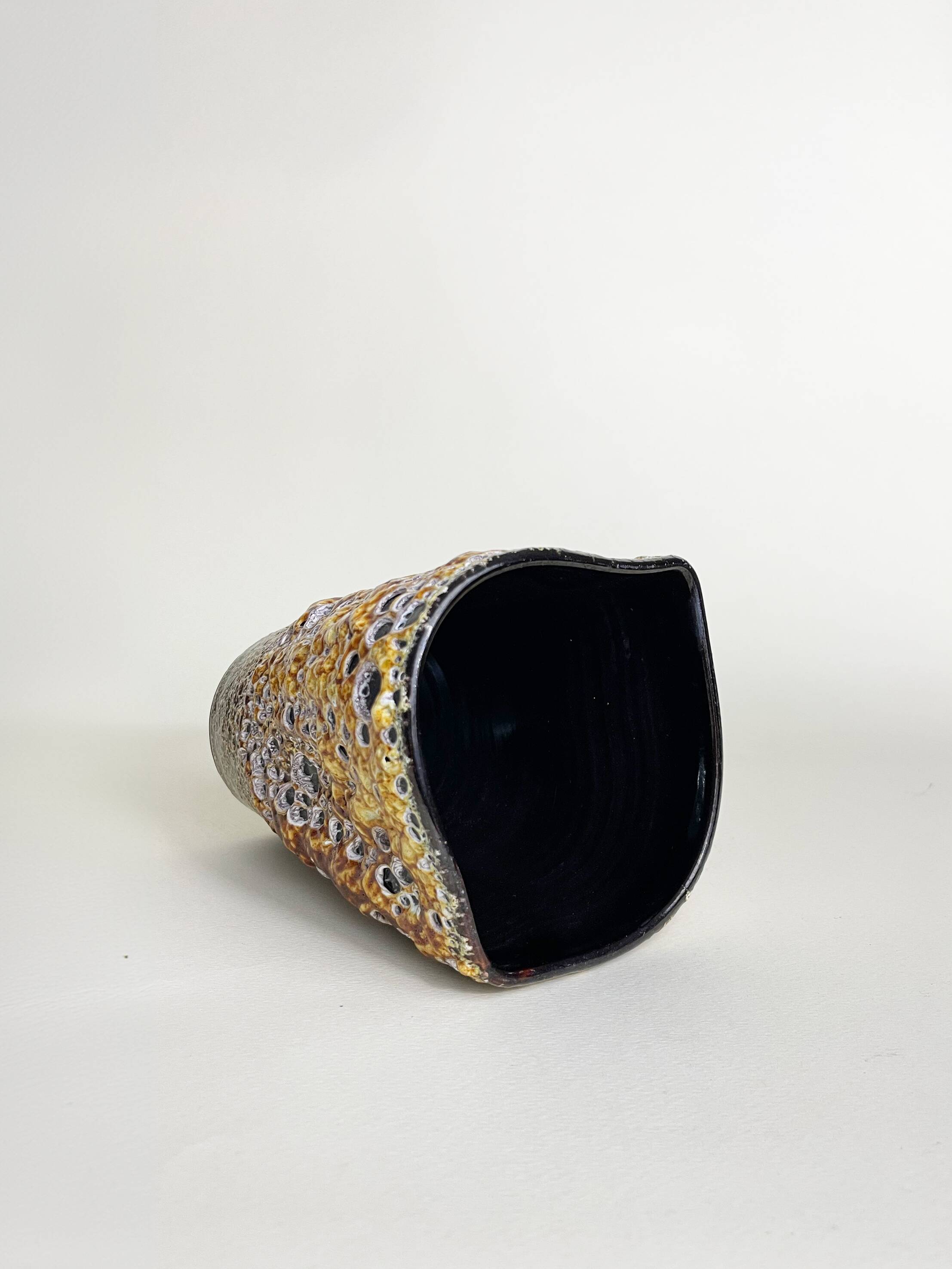 Honey Enamel Vase with Coral Effect