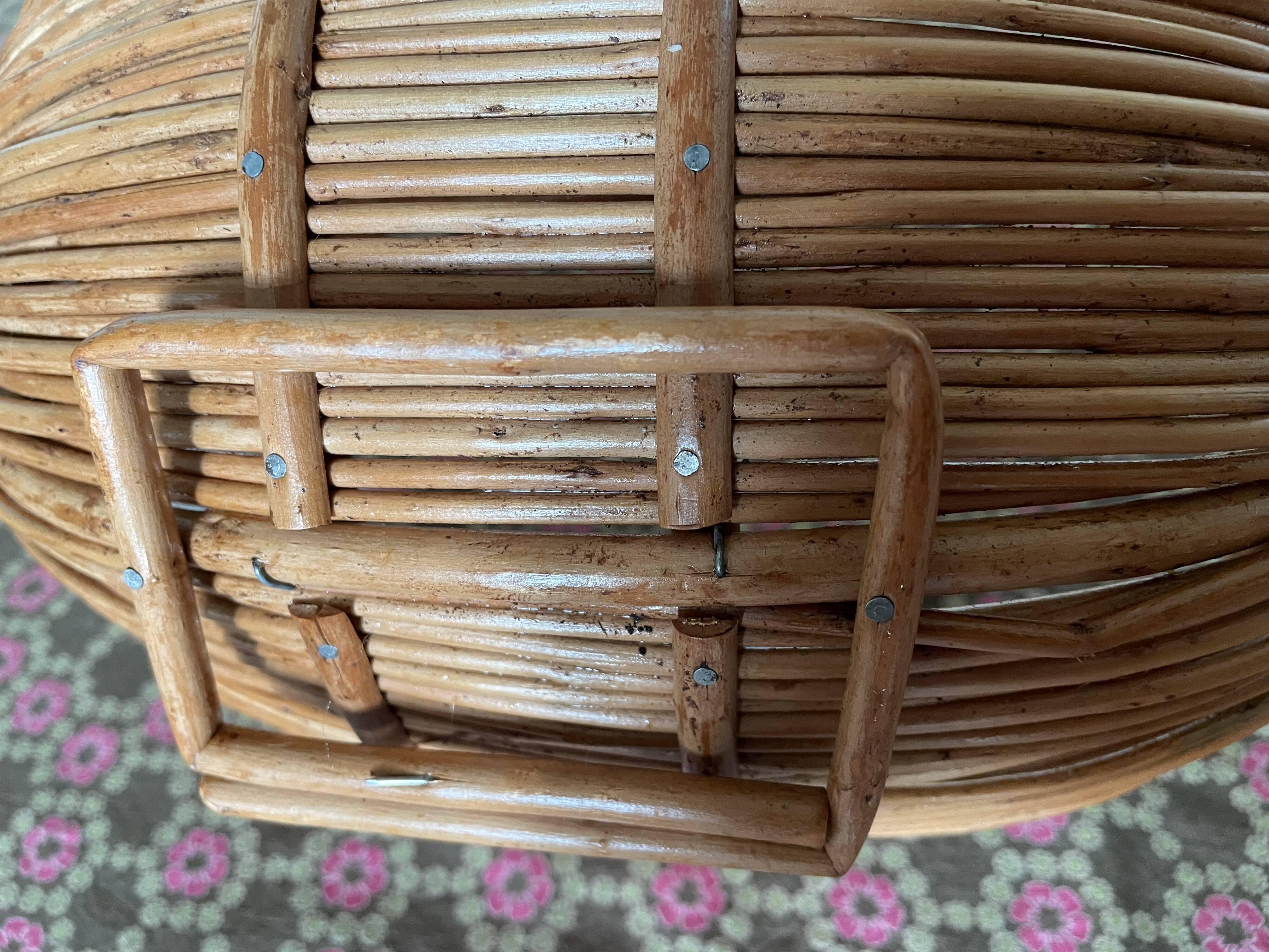 Woven wicker fruit basket 1960