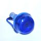 Antique blue blown glass candle holder ras de cave vase folk art 19th c.
