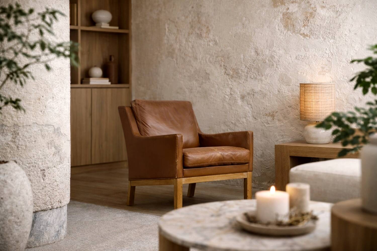 Vintage Mid-Century Danish Modern Brown Leather Easy Chair Model 39