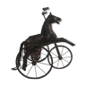 Ancien jouet tricycle cheval en bois métal cuir écrin sulfure fin XIX toy horse