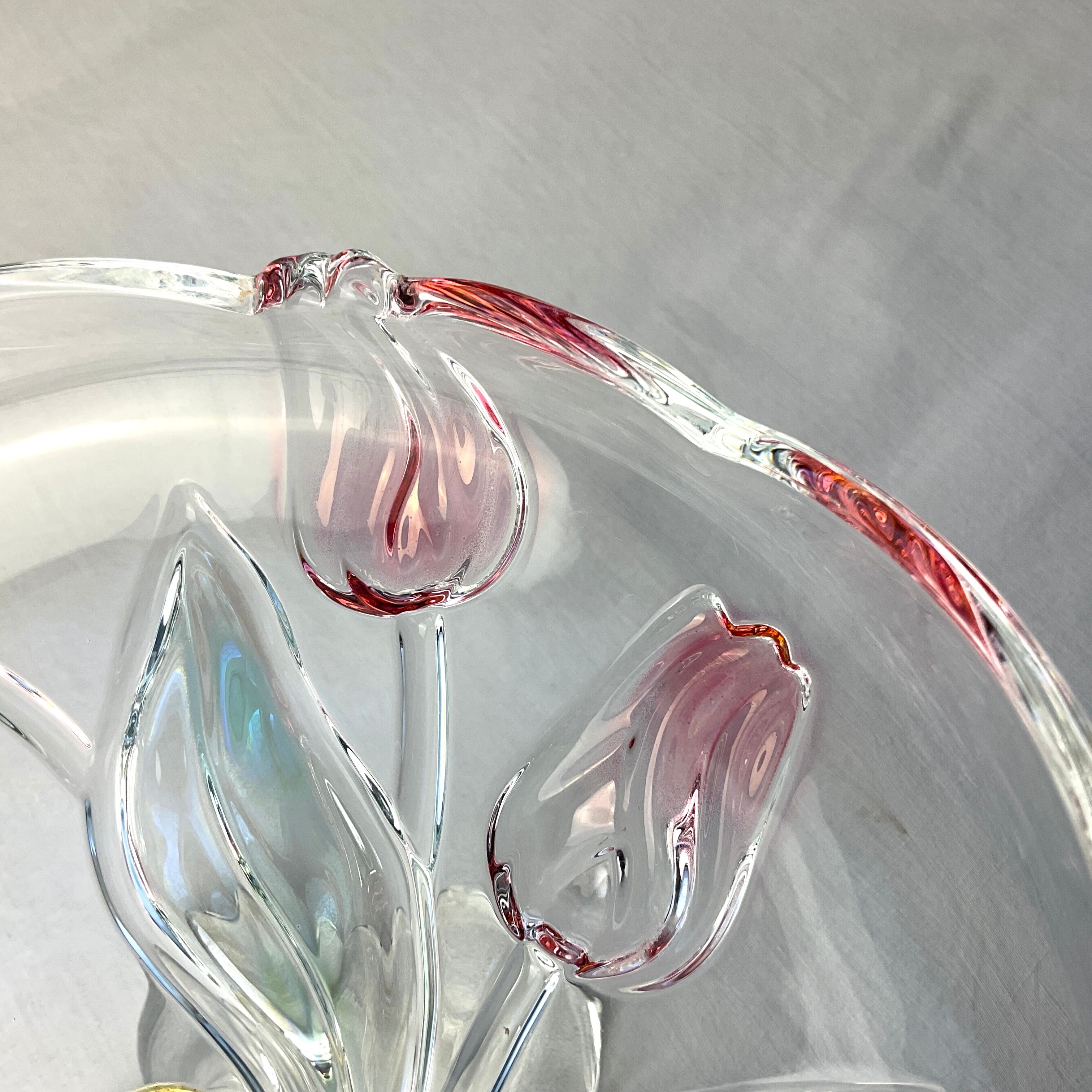 Colored glass dish on foot Walther glass