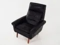 Black leather armchair, Danish design, 1970s, production: Denmark