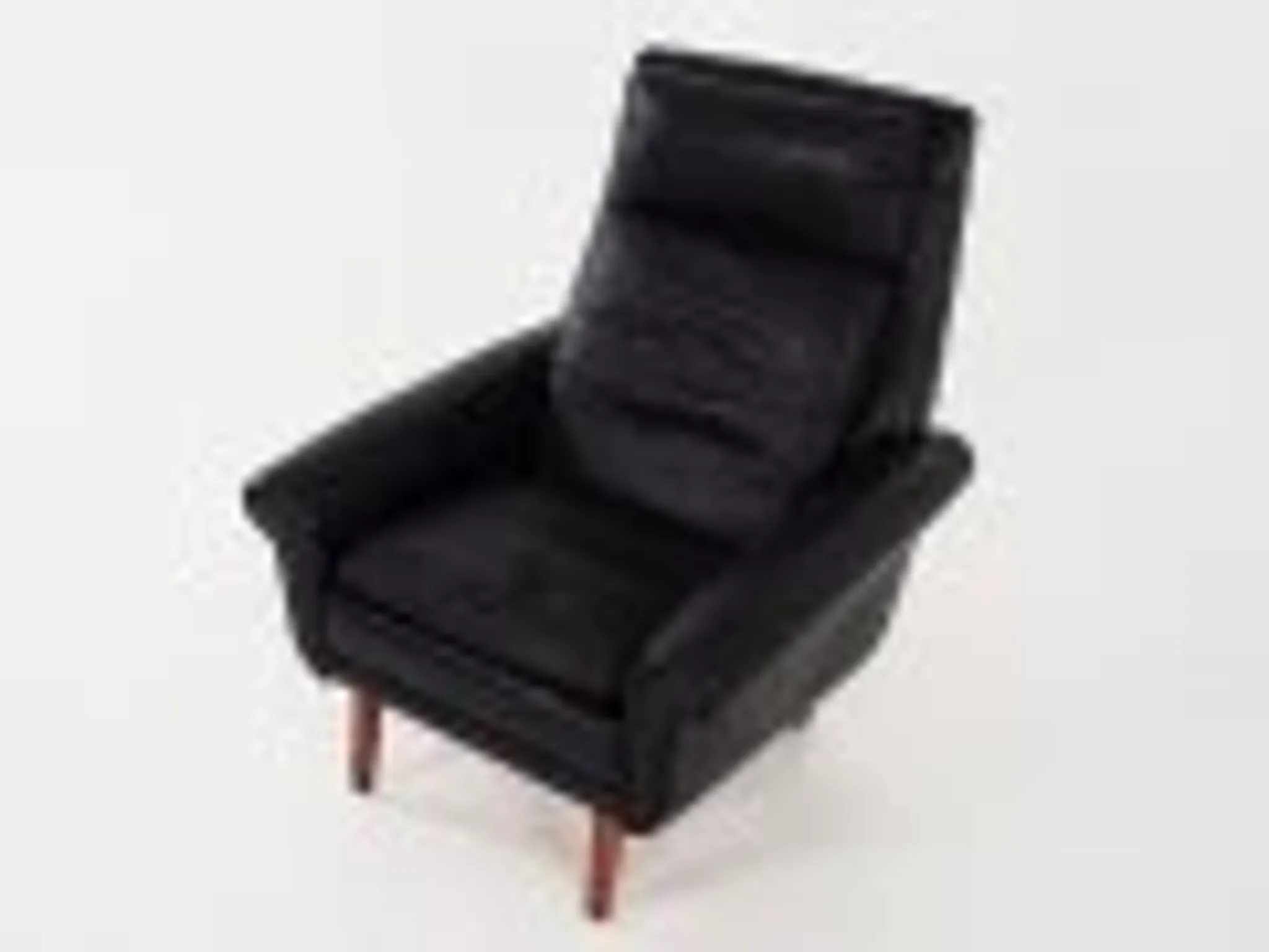 Fauteuil en cuir noir, design danois, années 1970, production : Danemark