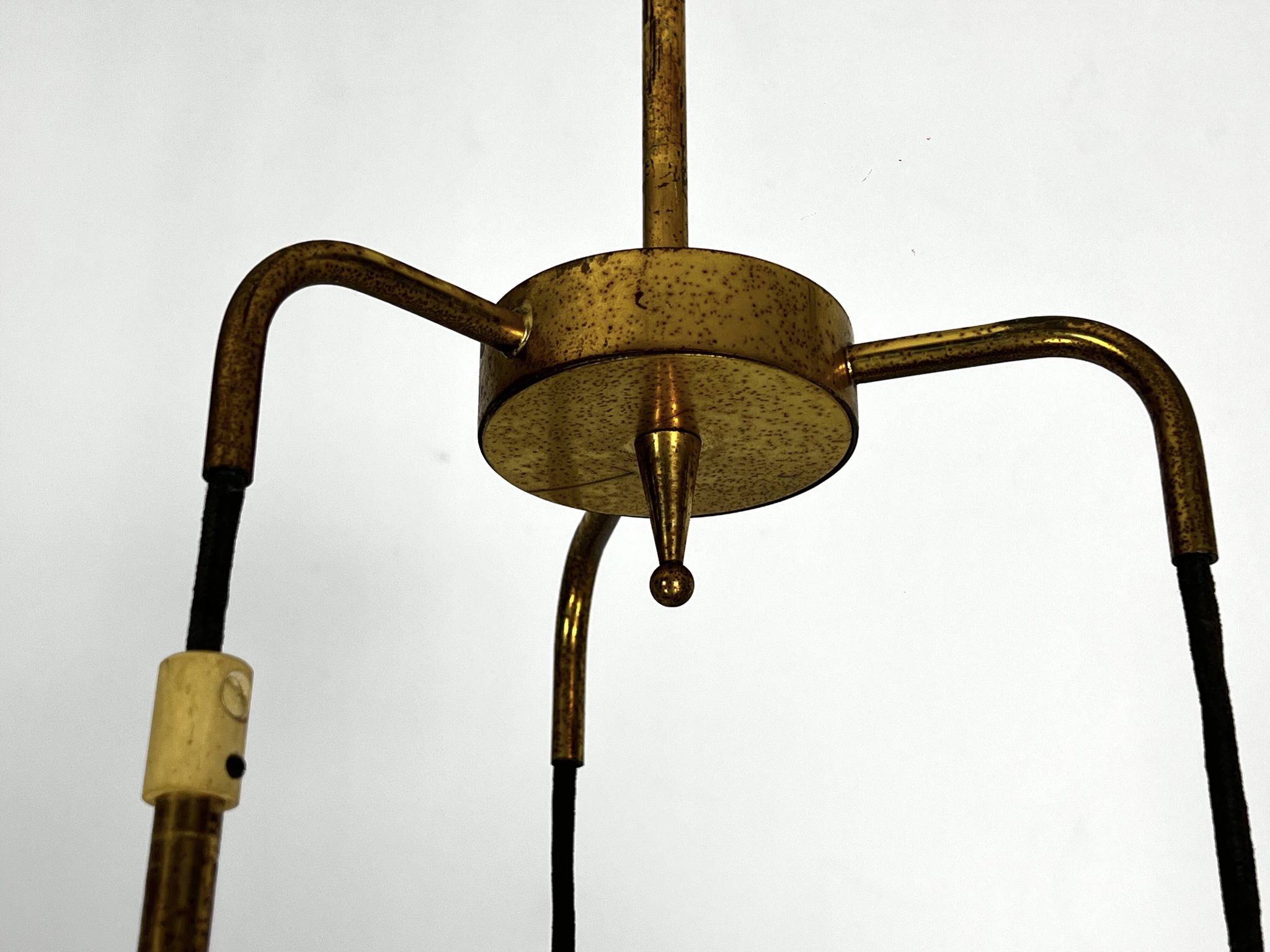 Mis-Century Stilnovo style pendant with three lights. Italy 1950s