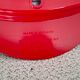 Round wall mirror 53 cm red/white vintage 1960s/70s