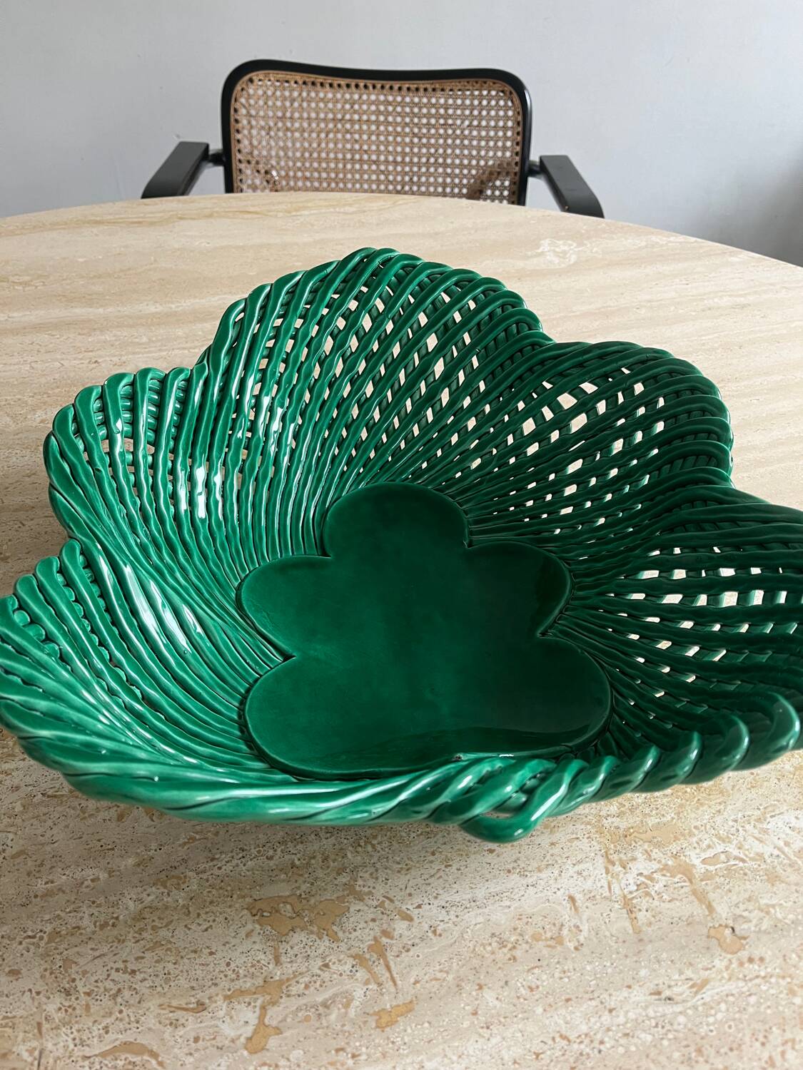 Corbeille à fruits céramique tressée verte