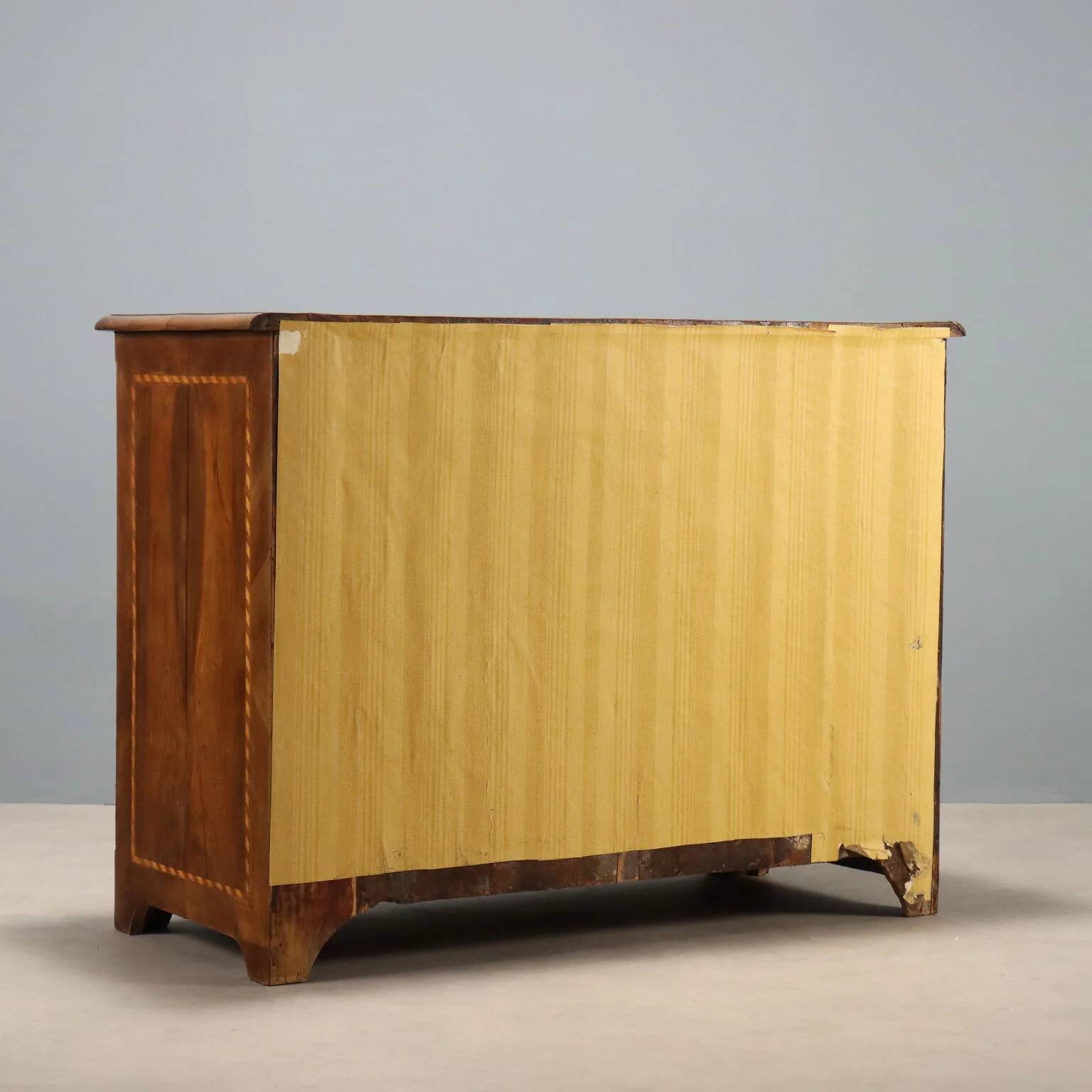 Commode ancienne en noyer à 5 tiroirs, Italie, XVIIIe siècle