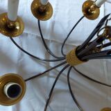 Lustre design 8 feux  métal en laiton doré