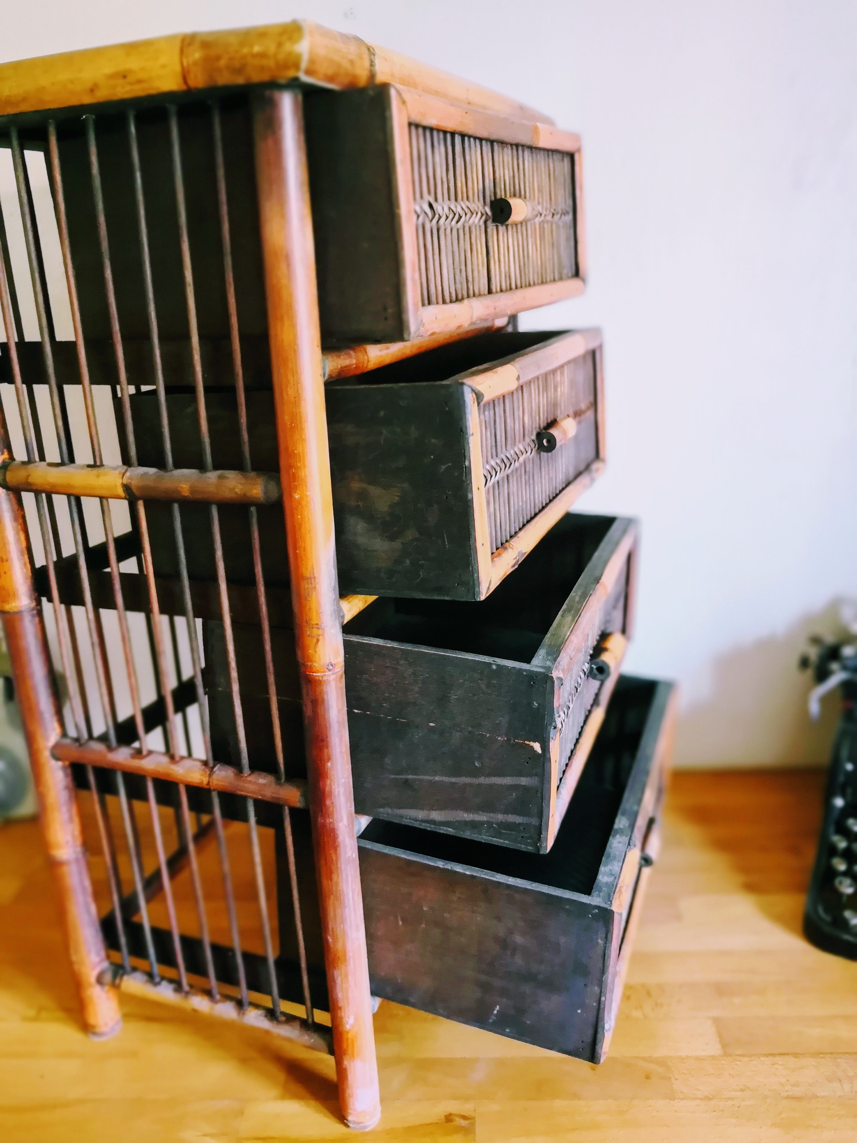Chiffonier in rattan and bamboo