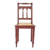 Vintage Belgian Turned Chair | 1940s Wooden Chair with New Rattan Seat