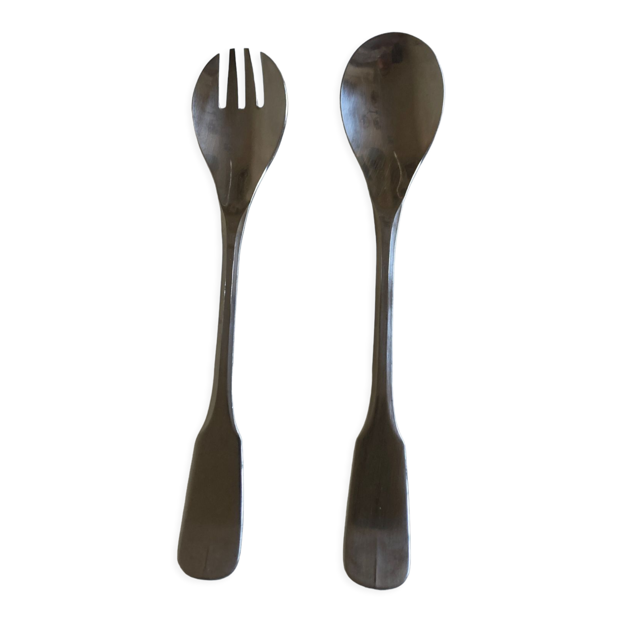 Salad cutlery 1970 brushed stainless Vieux Paris