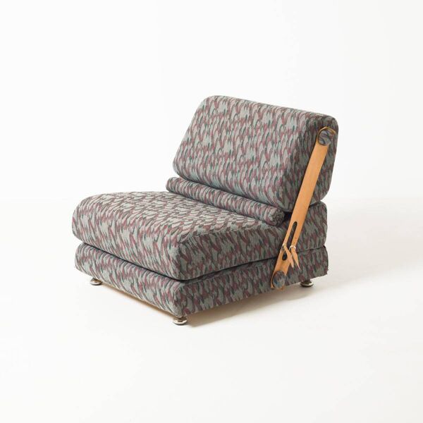 Chaise pliante modulaire, ancienne Tchécoslovaquie en tissu et cuir, années 1970