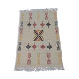 Traditional beige and yellow carpet in pure wool 73x109cm