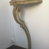 console demi-lune en bois avec dessus marbre