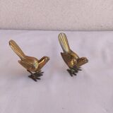 Pair of small brass birds
