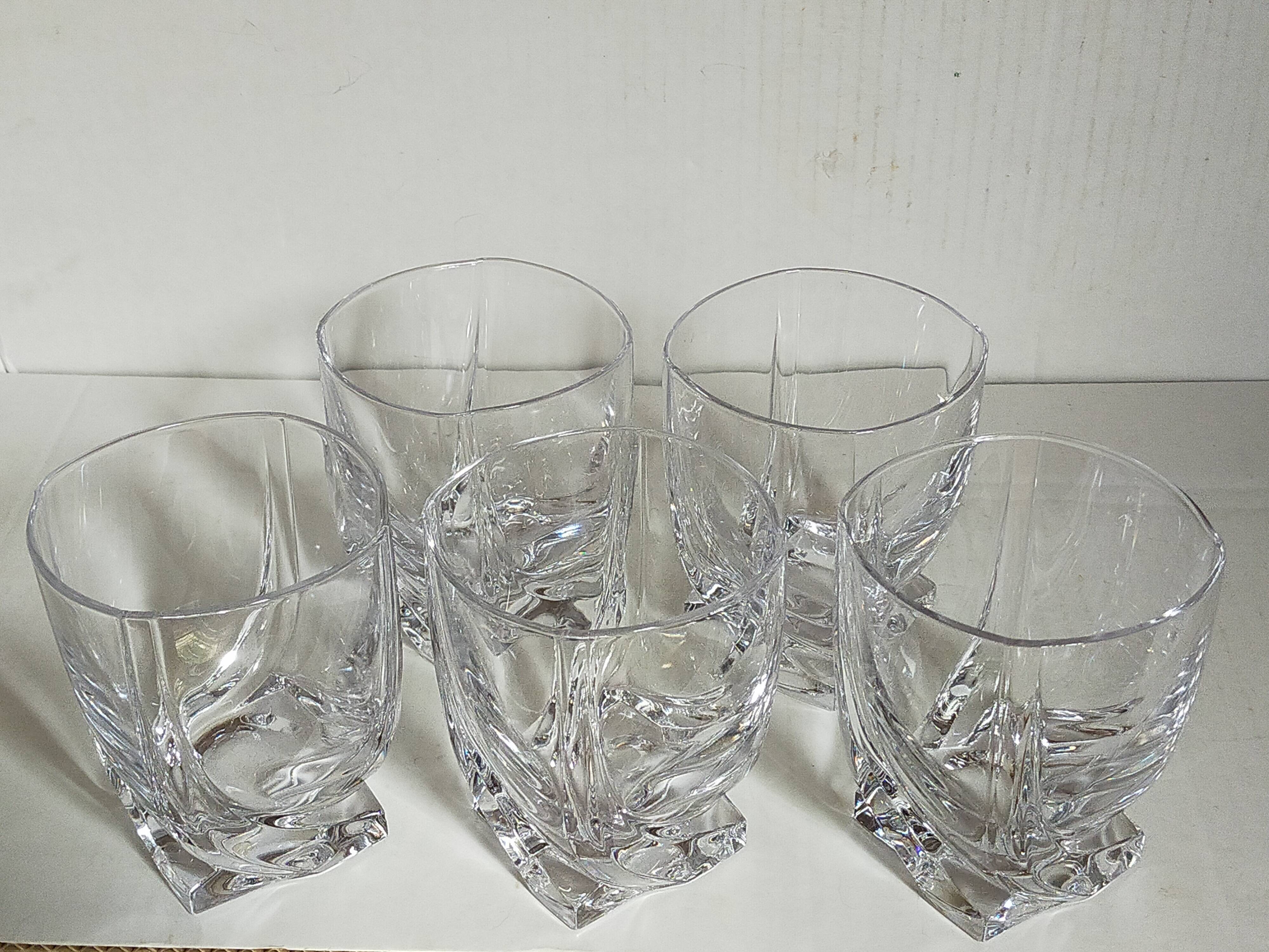 Five vintage crystal whiskey glasses