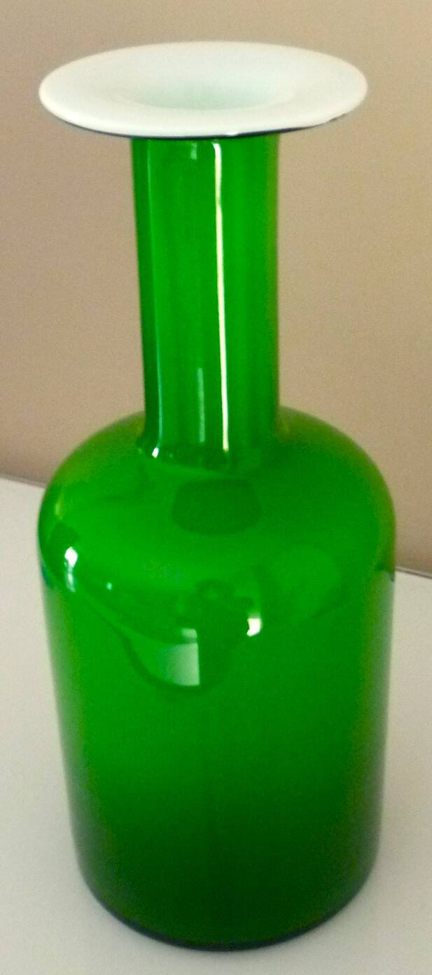 Blown glass bottle vase, Otto Bauer design for Holmegaard, 1970s