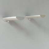 Pair of vintage wall lights with variable intensity, white lacquered metal, France 1970