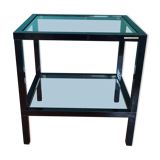 Rectangular table, end of sofa in metal and glass Vintage Vandel stone