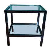 Rectangular table, end of sofa in metal and glass Vintage Vandel stone