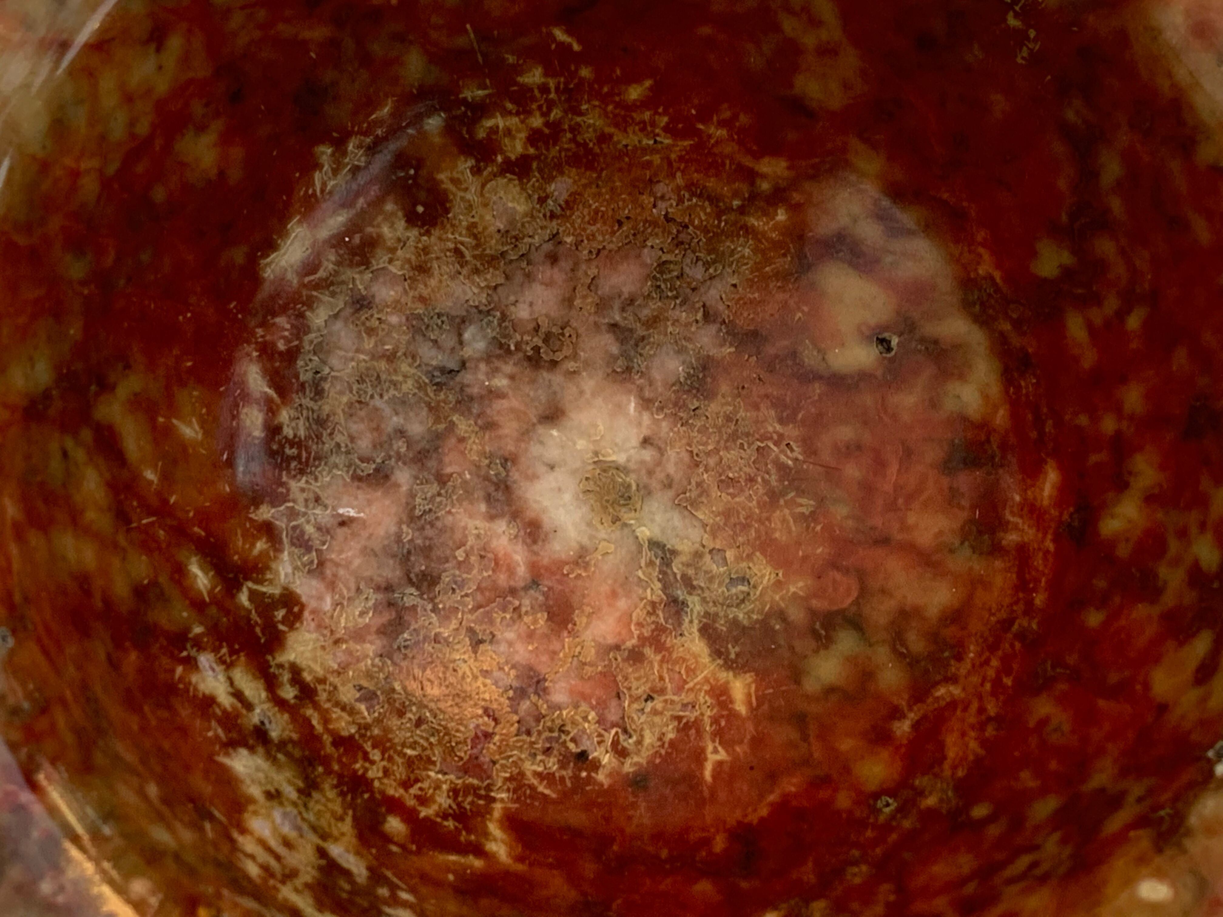 Ashtray in marble stone of vintage cherry color